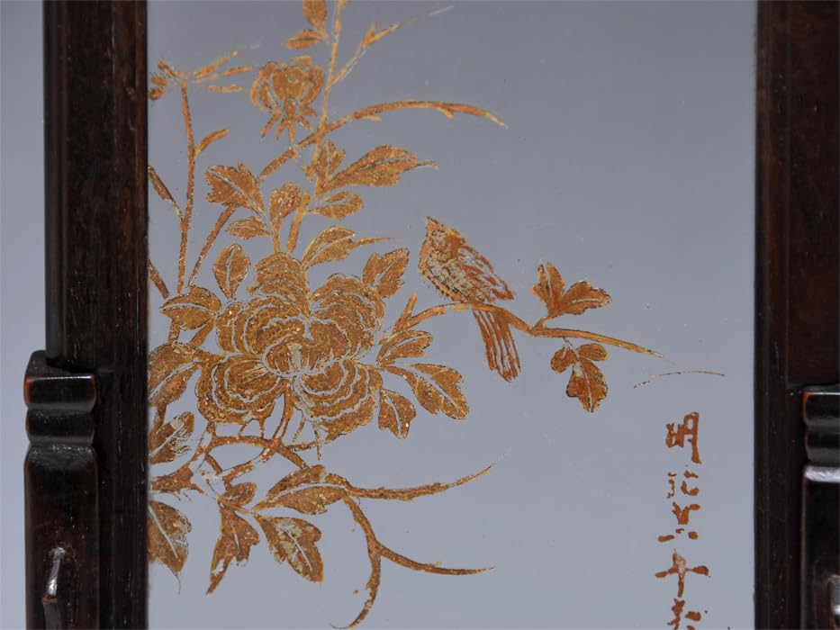 唐木ガラス硯屏文房具書道具木工芸硝子ガラス工芸中国美術唐物古玩紫檀